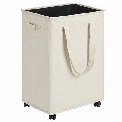 efluky Slim Laundry Hamper with Wheels, Rolling Laundry Basket for Clothes, Small Laundry Basket for Bedroom, Dorm and Laundry Room, 60L Beige