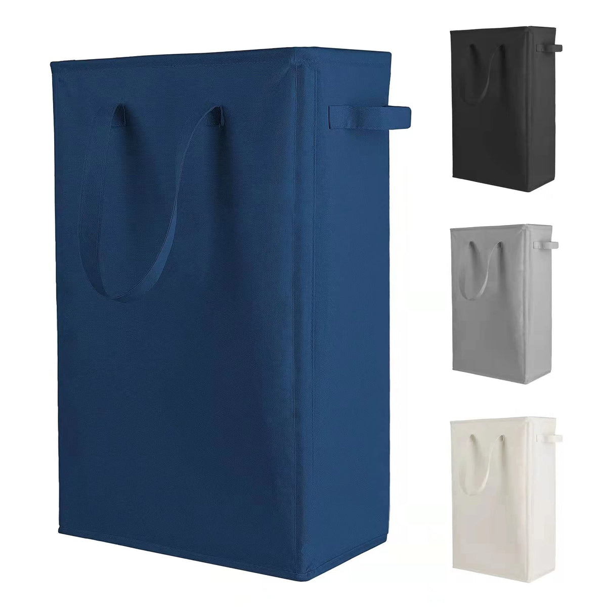 Odonata Slim Laundry Hamper Handles Collapsible Laundry Basket Thin Dirty Clothes Basket Narrow Laundry Bag Foldable Dirty Hamper 45L (Beige)