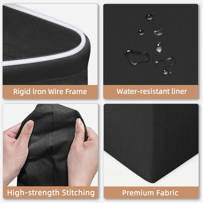 STORAGE MANIAC 2-Pack Collapsible Laundry Hamper with Bamboo Handles, Black