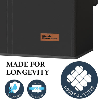 Simple Houseware Double Laundry Hamper with Lid & Removable Bags, Black
