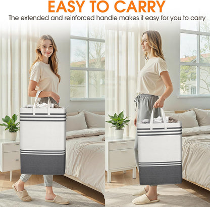 2 Pack Large Laundry Baskets, Laundry Hampers for Dorm, Bathroom, Room 75L