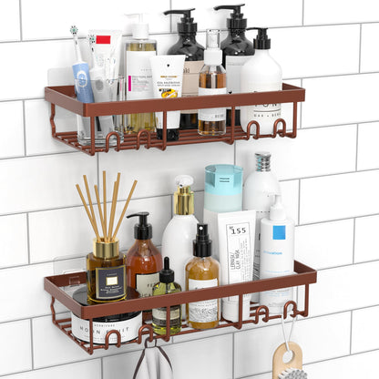 Moforoco Suction Cup Shower Caddy Shelf Organizer Rack, Black Bathroom Shelves Basket, Home Farmhouse Wall Inside Organization and Storage