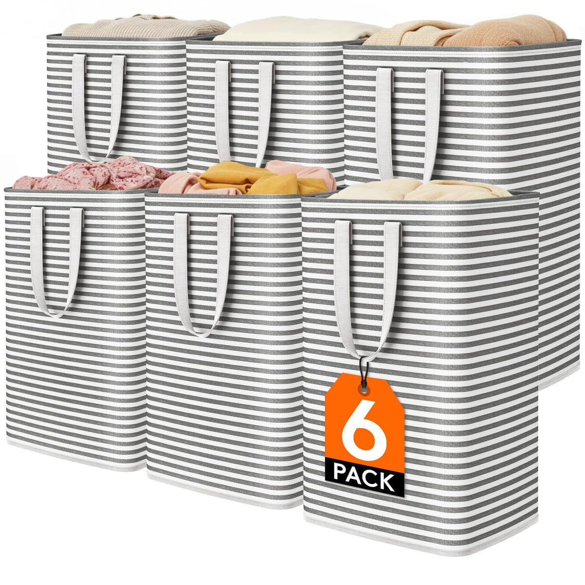 Lifewit 75L Large Laundry Baskets, Laundry Hampers Bags, 2 Pack, Grey