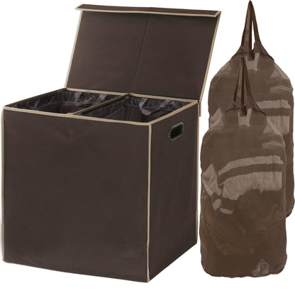 Simple Houseware Double Laundry Hamper with Lid & Removable Bags, Black