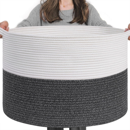 INDRESSME XXXLarge Woven Rope Blanket Basket Living Room Brown, 90L