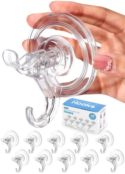 Antimbee 3 Pack Suction Cup Hooks, Clear Suction Cup Hanger, Removable Small Suction Cups for Shower, Bathroom, Glass, Door, Windows, Kitchen-Max Hanging up to 11 lbs on Smooth Surface