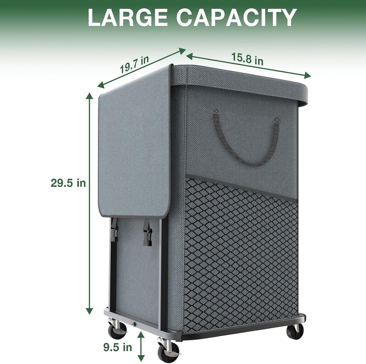 Laundry Hamper with Lid,150L Rolling Laundry Basket with Wheels,Grey
