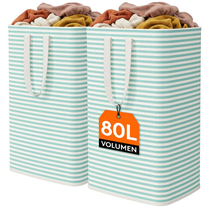 Lifewit 80L Large Laundry Baskets, Laundry Hampers Bags, 2 Pack, Grey