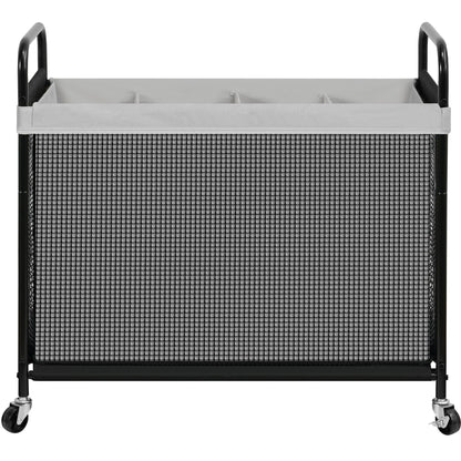 STO STO Laundry Hamper 2 Section, 100L Rolling Laundry Sorter Cart with Removable and Washable Liner Bag, Clothes Hamper with Wheels and Metal Handle for Laundry Room and Bedroom