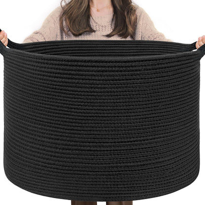 INDRESSME XXXLarge Woven Rope Blanket Basket Living Room Brown, 90L