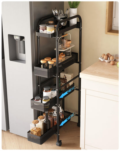 UMDONX 5-Tier Narrow Mobile Storage Cart with Pull-Out Baskets