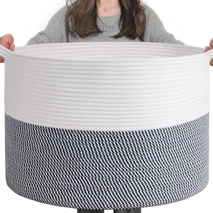 INDRESSME XXXLarge Woven Rope Blanket Basket Living Room Brown, 90L