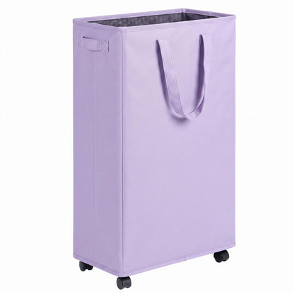 efluky Slim Laundry Hamper with Wheels, Rolling Laundry Basket for Clothes, Small Laundry Basket for Bedroom, Dorm and Laundry Room, 60L Beige