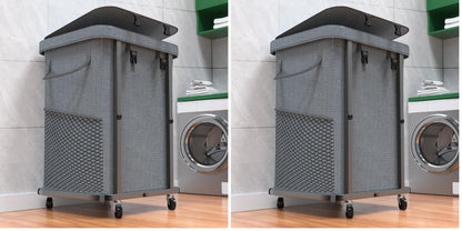 Laundry Hamper with Lid,150L Rolling Laundry Basket with Wheels,Grey