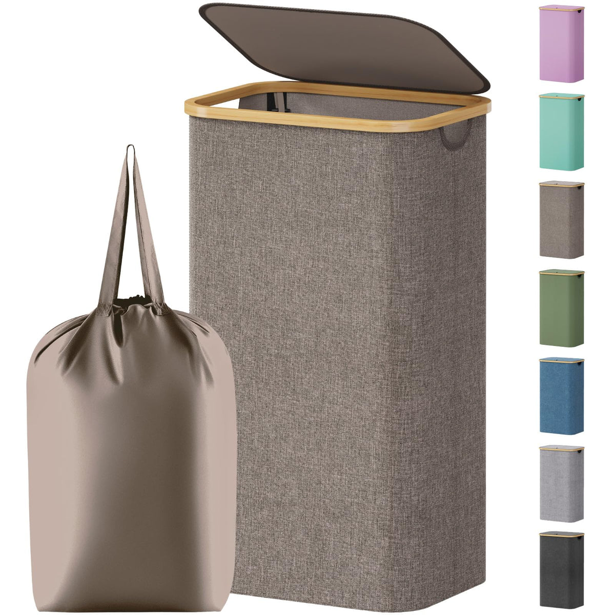 Lifewit 105L Large Laundry Basket with Lid, Removable Bags, Green