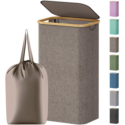 Lifewit 105L Large Laundry Basket with Lid, Removable Bags, Green