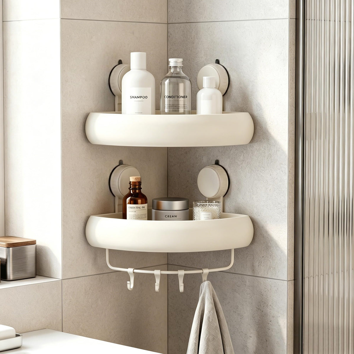 Aluminum Shower Caddy(2-Pack Gray),Shower Shelves for Wall.
