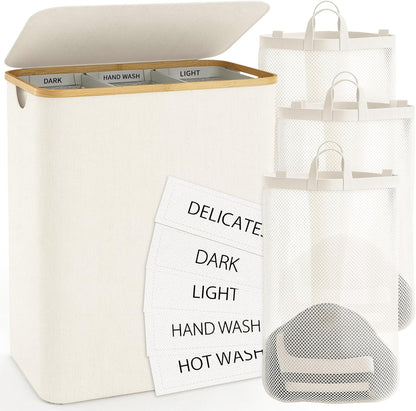Hampers for Laundry Basket with Lid, 160L Large Laundry Hamper 3 Section