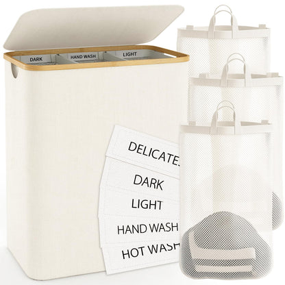 Hampers for Laundry Basket with Lid, 160L Large Laundry Hamper 3 Section