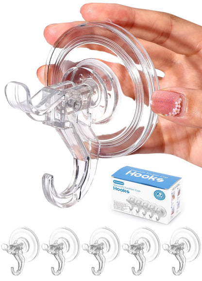 Antimbee 3 Pack Suction Cup Hooks, Clear Suction Cup Hanger, Removable Small Suction Cups for Shower, Bathroom, Glass, Door, Windows, Kitchen-Max Hanging up to 11 lbs on Smooth Surface