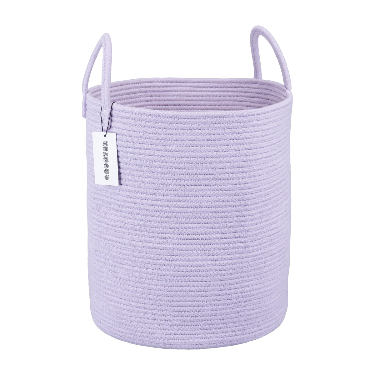 XUANGUO Cotton Rope Laundry Basket Hamper for Girls Kids Baby Nursery Pink