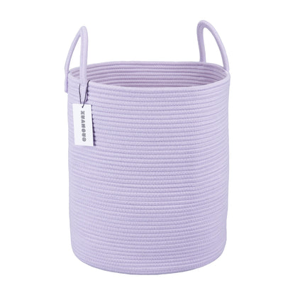 XUANGUO Cotton Rope Laundry Basket Hamper for Girls Kids Baby Nursery Pink
