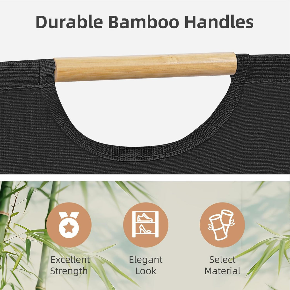 STORAGE MANIAC 2-Pack Collapsible Laundry Hamper with Bamboo Handles, Black