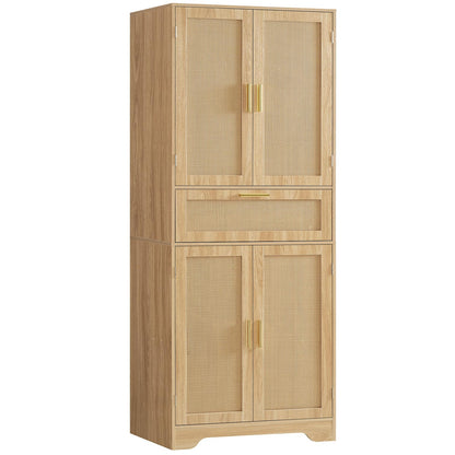 Iwell 66.9" Tall Bathroom Storage Cabinet with 2 Doors & 1 Drawer