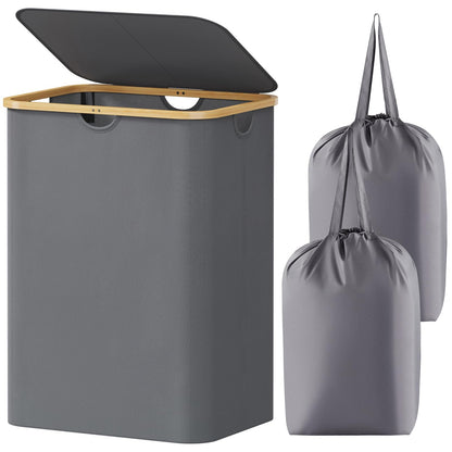 Lifewit 105L Large Laundry Basket with Lid, Removable Bags, Green
