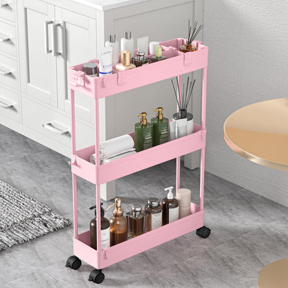 SPACELEAD Slim Storage Cart 3 Tier,Bathroom Organizer Rolling Utility,Mobile Shelving Unit Slide Out for Office, Kitchen, Laundry Room & Narrow Places,Black