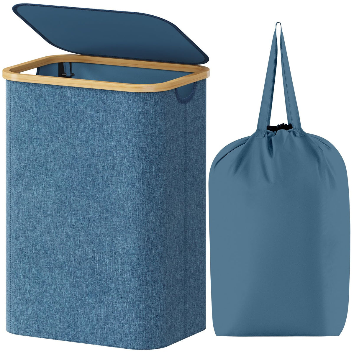 Lifewit 105L Large Laundry Basket with Lid, Removable Bags, Green