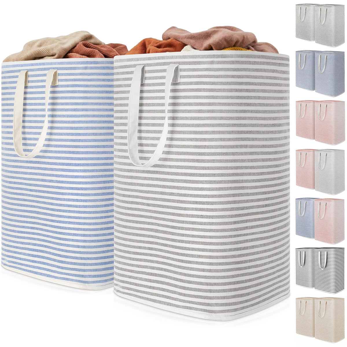 Lifewit 75L Large Laundry Baskets, Laundry Hampers Bags, 2 Pack, Grey