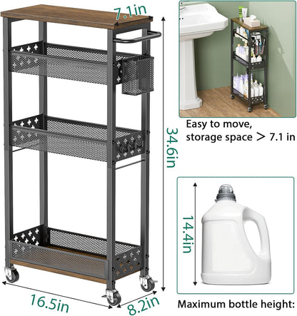 XYZLVSI 4 Tier Slim Storage Cart Laundry Room Organizer for Small Space