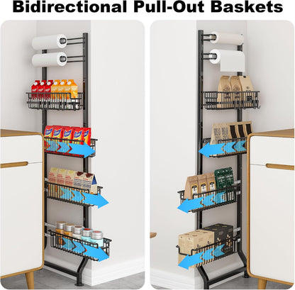 BUKFEN 6-Tier Slim Corner Shelf, Spice Rack Narrow Storage Next to Fridge