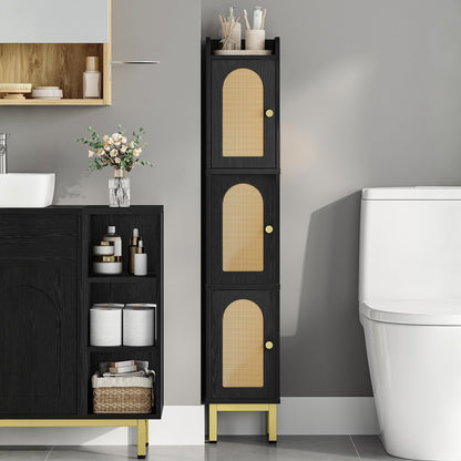 Hzuaneri Slim Bathroom Storage Cabinet, Narrow Bathroom Organizers,3 Doors