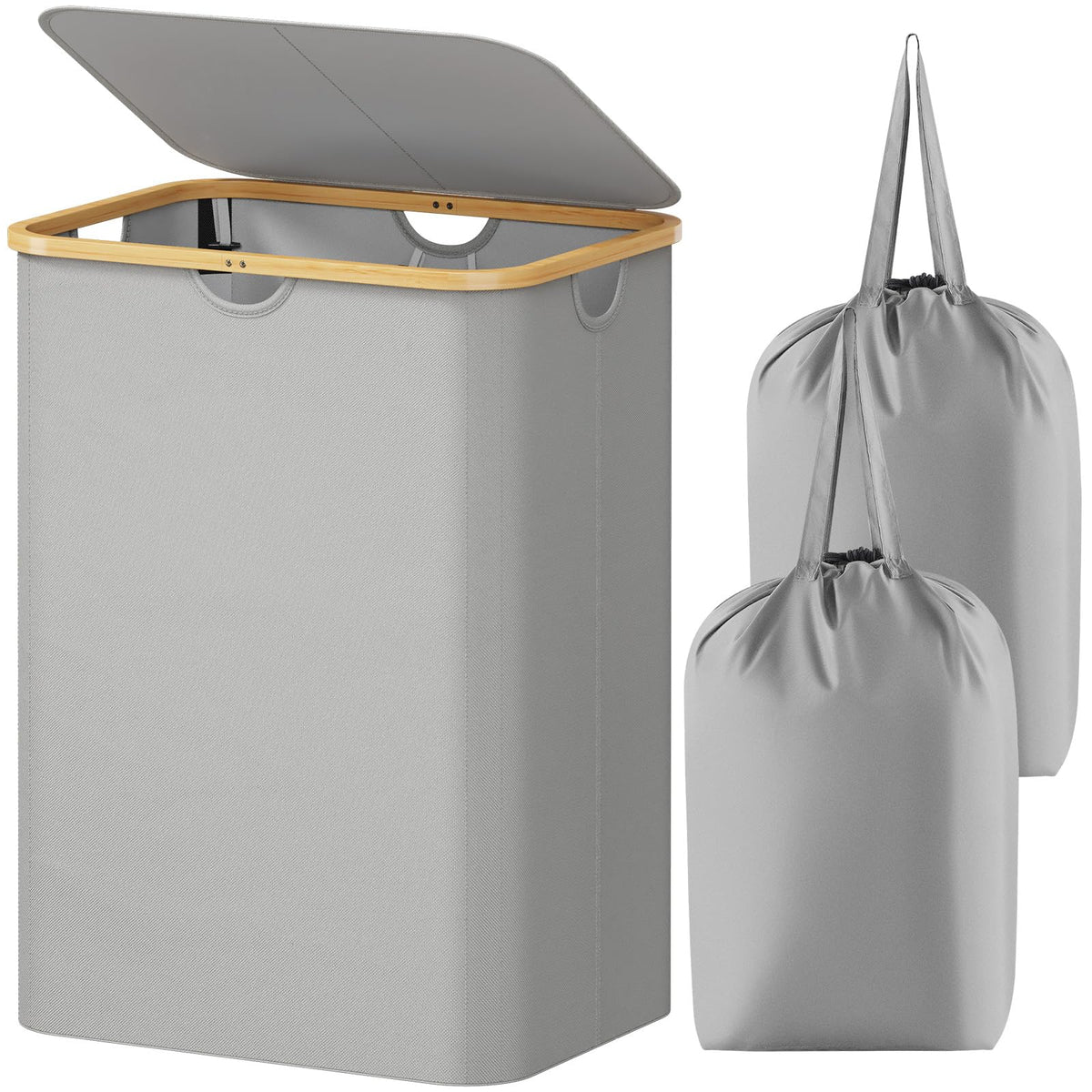 Lifewit 105L Large Laundry Basket with Lid, Removable Bags, Green