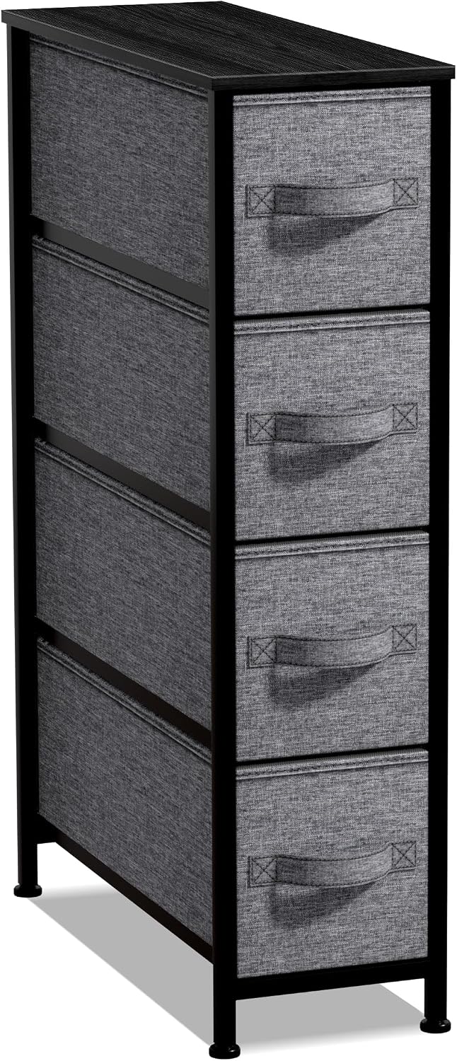 Sorbus 4-Drawer Narrow Dresser for Bedroom (Black/Charcoal)