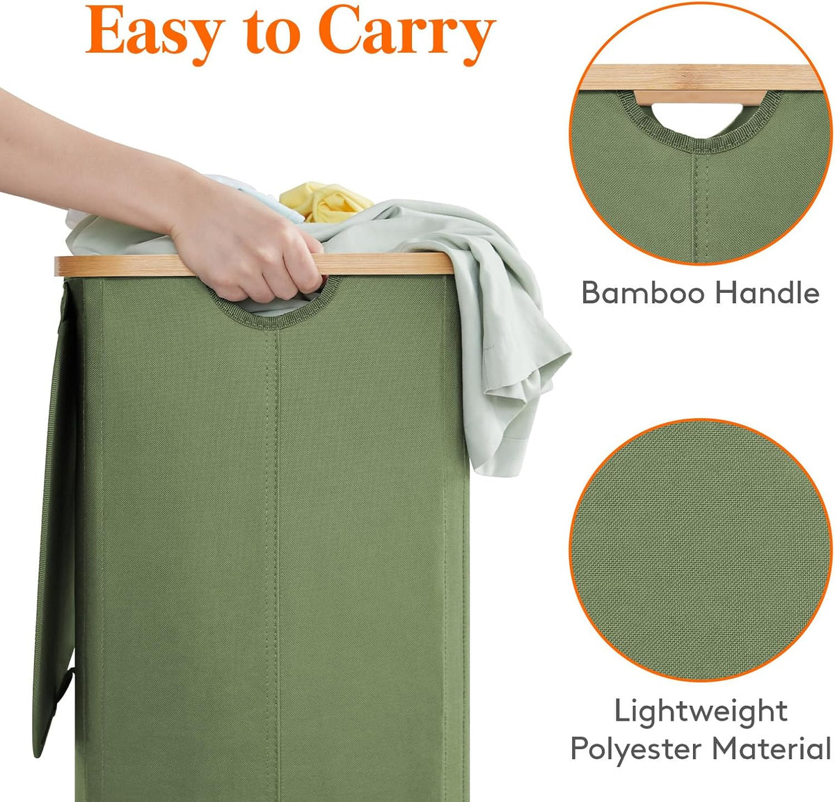 Lifewit 105L Large Laundry Basket with Lid, Removable Bags, Green