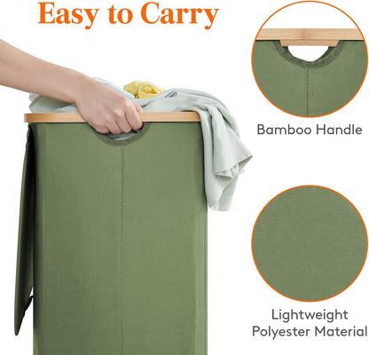 Lifewit 105L Large Laundry Basket with Lid, Removable Bags, Green