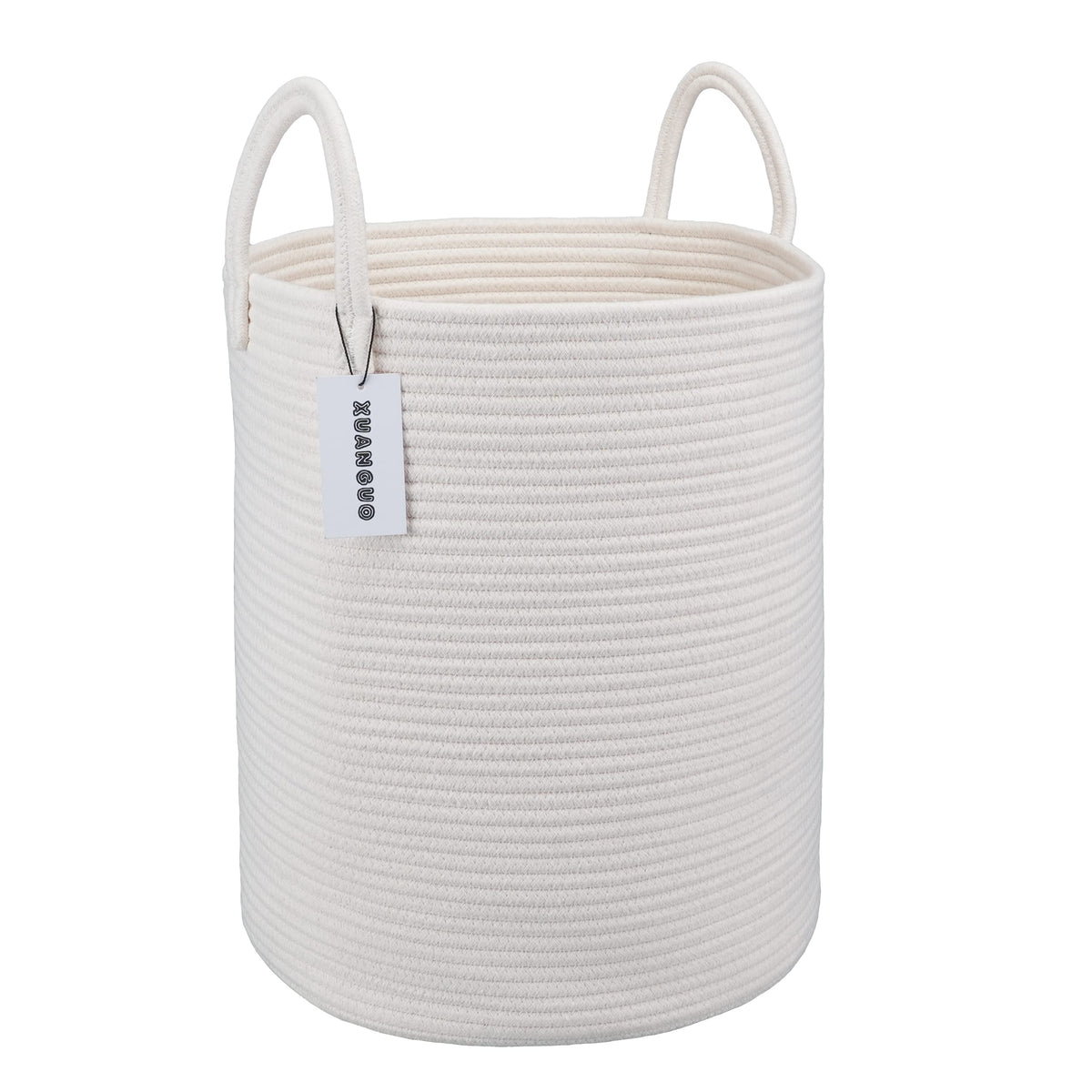 XUANGUO Cotton Rope Laundry Basket Hamper for Girls Kids Baby Nursery Pink