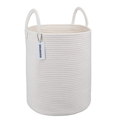 XUANGUO Cotton Rope Laundry Basket Hamper for Girls Kids Baby Nursery Pink