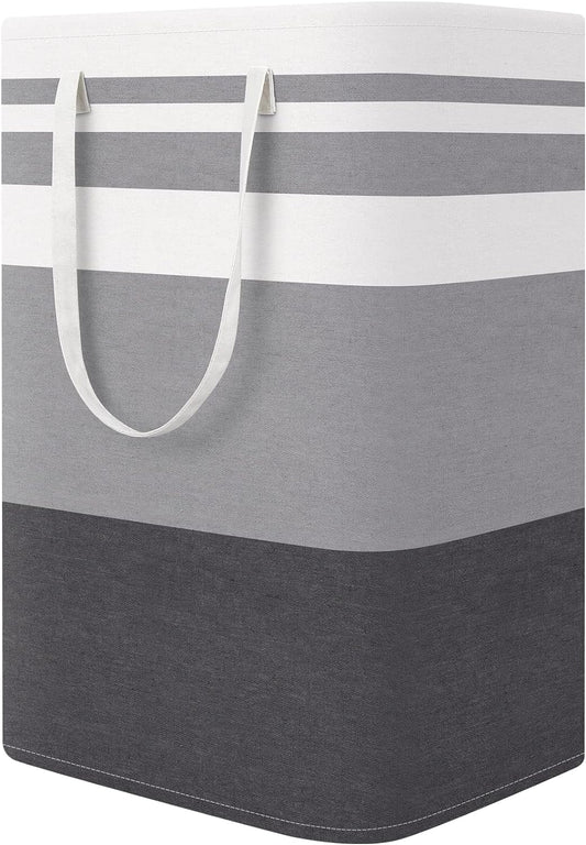 StorageRight Laundry Basket Hamper, 75L Collapsible Clothes Storage, Grey