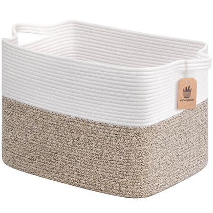 Goodpick Woven Storage Basket for Shelves, 13" x 10" x 9", Black Jute