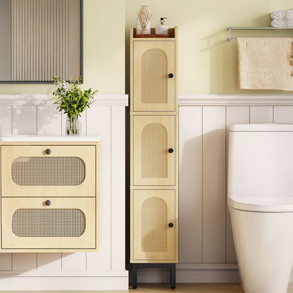 Hzuaneri Slim Bathroom Storage Cabinet, Narrow Bathroom Organizers,3 Doors