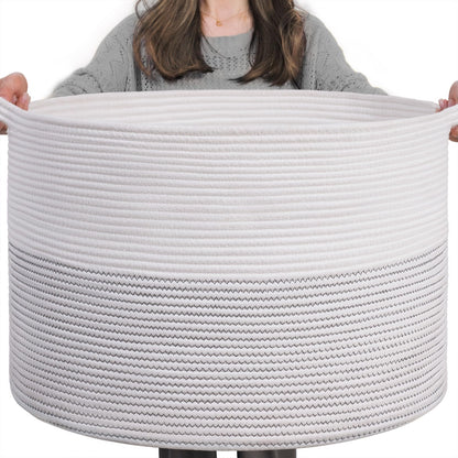INDRESSME XXXLarge Woven Rope Blanket Basket Living Room Brown, 90L