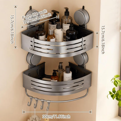 Aluminum Shower Caddy(2-Pack Gray),Shower Shelves for Wall.