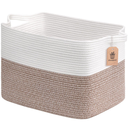 Goodpick Woven Storage Basket for Shelves, 13" x 10" x 9", Black Jute
