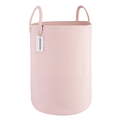 XUANGUO Cotton Rope Laundry Basket Hamper for Girls Kids Baby Nursery Pink
