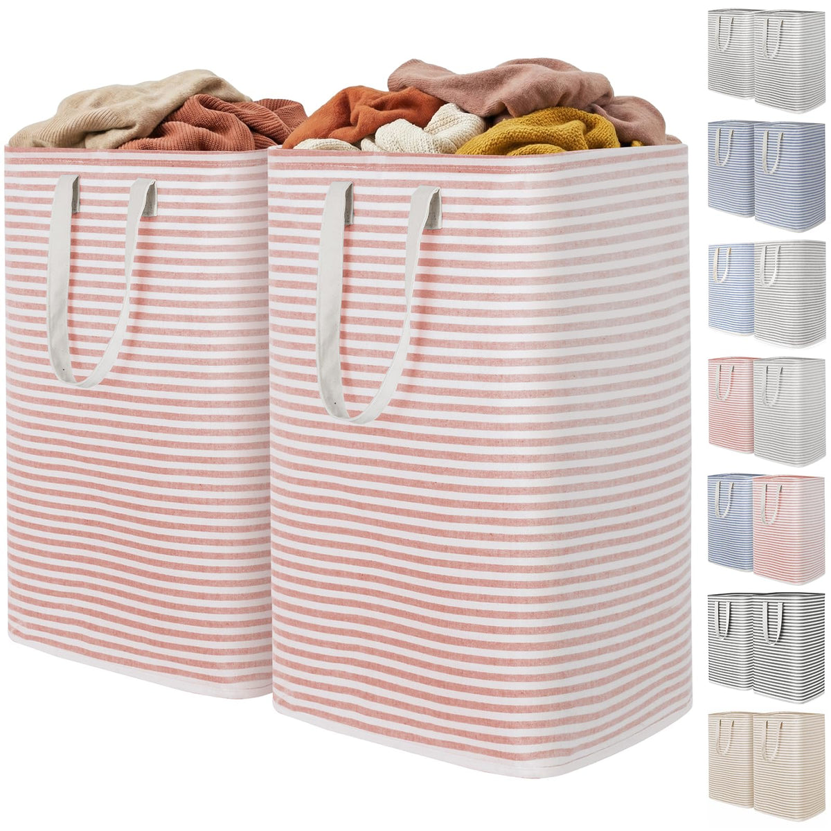 Lifewit 80L Large Laundry Baskets, Laundry Hampers Bags, 2 Pack, Beige