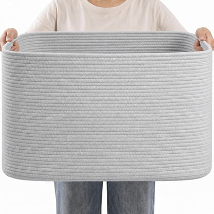 75L Blanket Basket Laundry Basket Hamper Brown/White,22"x17"x12"